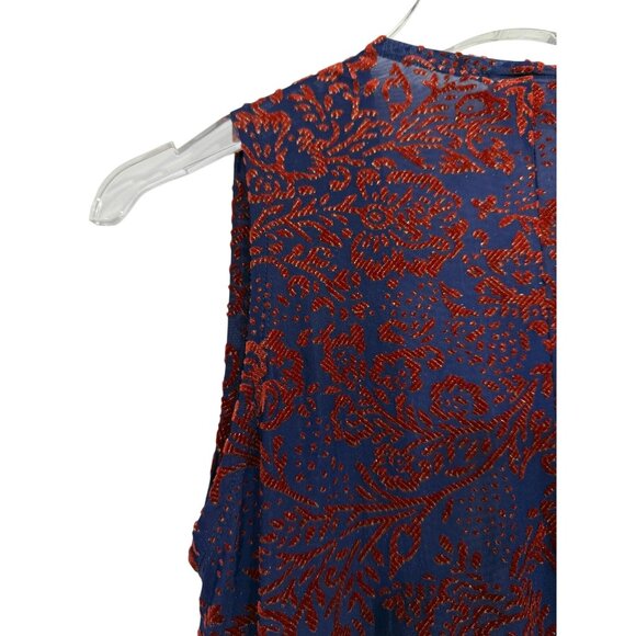 Lularoe Joy Cardigan in Blue & Red Velvet Size XS - Picture 3 of 4